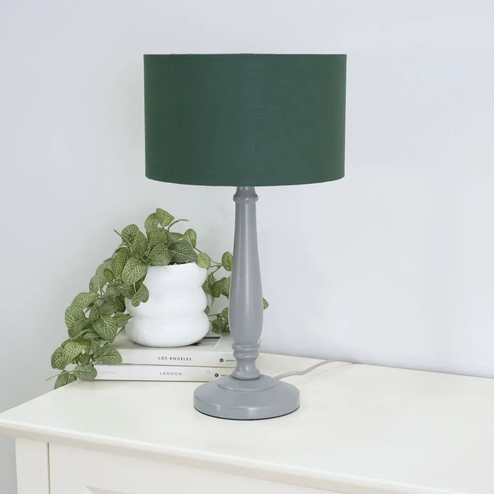 Victoria Table Lamp - Green, Grey Wood