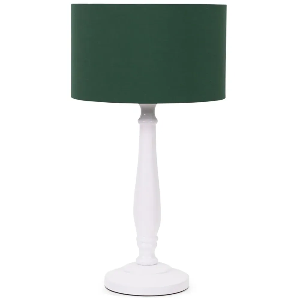 Victoria Table Lamp - Green, White Wood