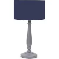 Victoria Table Lamp - Navy Blue, Grey Wood