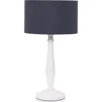 Victoria Table Lamp - Navy, White Wood