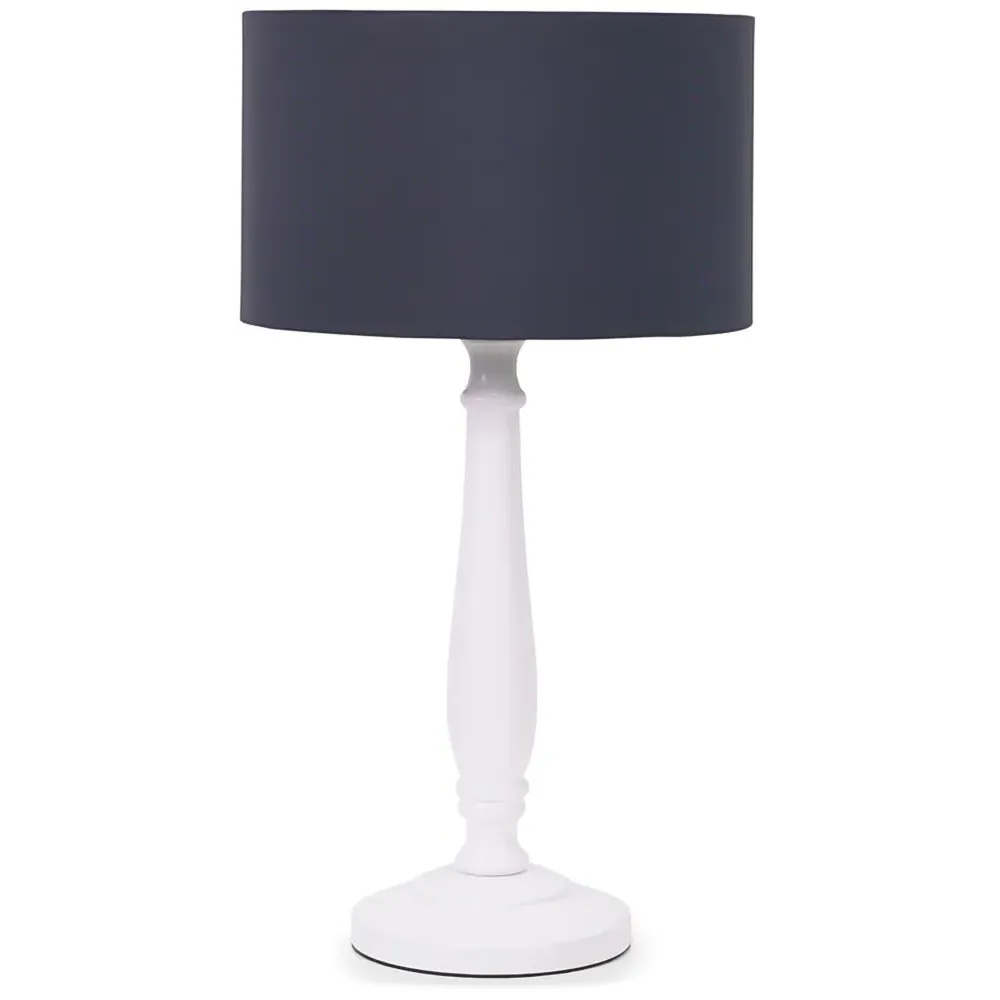 Victoria Table Lamp - Navy, White Wood