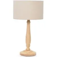 Victoria Table Lamp with Drum Shade - Cream, Wood
