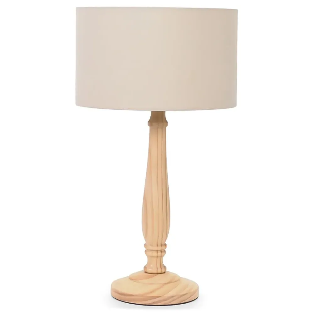 Victoria Table Lamp with Drum Shade - Cream, Wood image