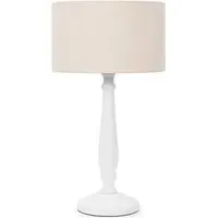 Victoria Table Lamp with Drum Shade - White, Wood