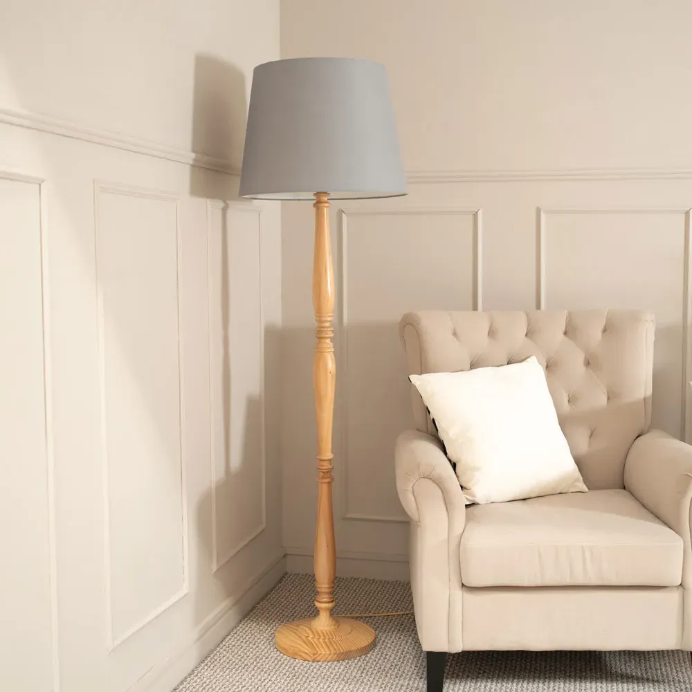 Victoria Tapered Shade Floor Lamp - Cream, Wood