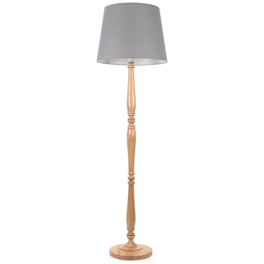 Victoria Tapered Shade Floor Lamp - Cream, Wood