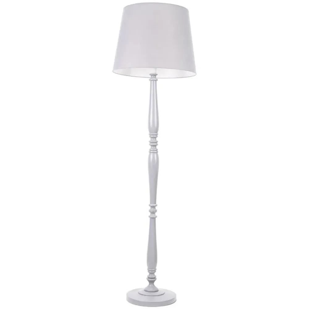 Victoria Tapered Shade Floor Lamp - Grey, Wood