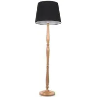 Victoria Tapered Shade Floor Lamp - Light Wood, Black Fabric