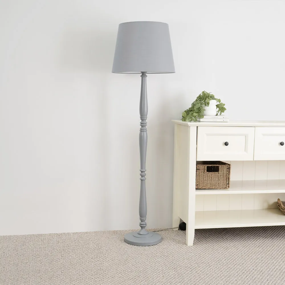 Victoria Tapered Shade Floor Lamp - White, Wood