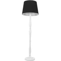 Victoria Tapered Shade Floor Lamp - White Wood, Black Fabric