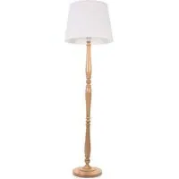Victoria Tapered Shade LED Floor Lamp - Cream, Wood