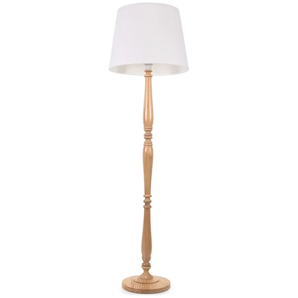 Victoria Tapered Shade LED Floor Lamp - Cream, Wood
