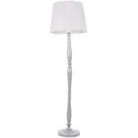 Victoria Tapered Shade LED Floor Lamp - Grey, Wood
