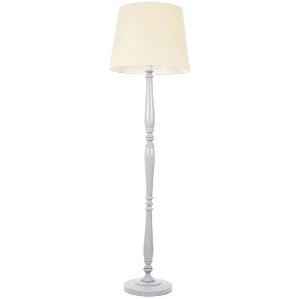 Victoria Tapered Shade LED Floor Lamp - Grey, Wood image