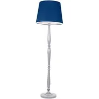 Victoria Tapered Shade LED Floor Lamp - Navy Blue, Grey Wood