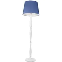 Victoria Tapered Shade LED Floor Lamp - Navy Blue, White Wood