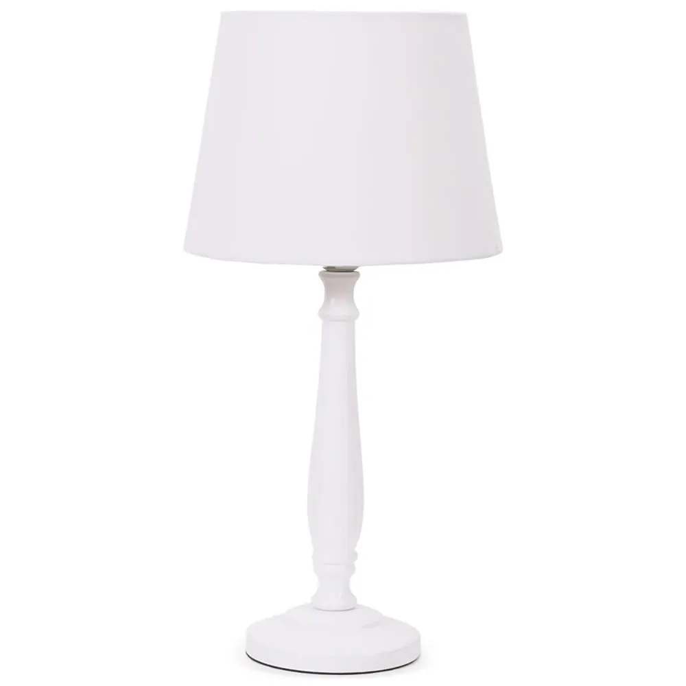 Victoria Tapered Shade LED Table Lamp - White, Wood image