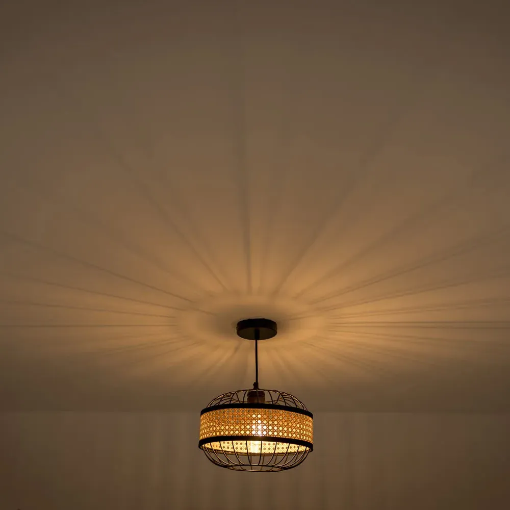 Vimet Wicker Pendant Lamp Shade - Black, Metal