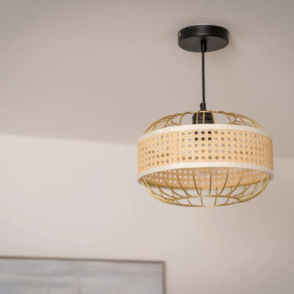 Vimet Wicker Pendant Lamp Shade - Gold, Metal
