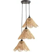 Vine Rattan 3-Drop Cluster Pendant Light - Gold, Black