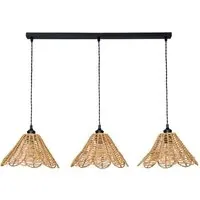 Vine Rattan 3-Drop Diner Pendant Light - Black