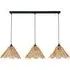 Vine Rattan 3-Drop Diner Pendant Light - Black