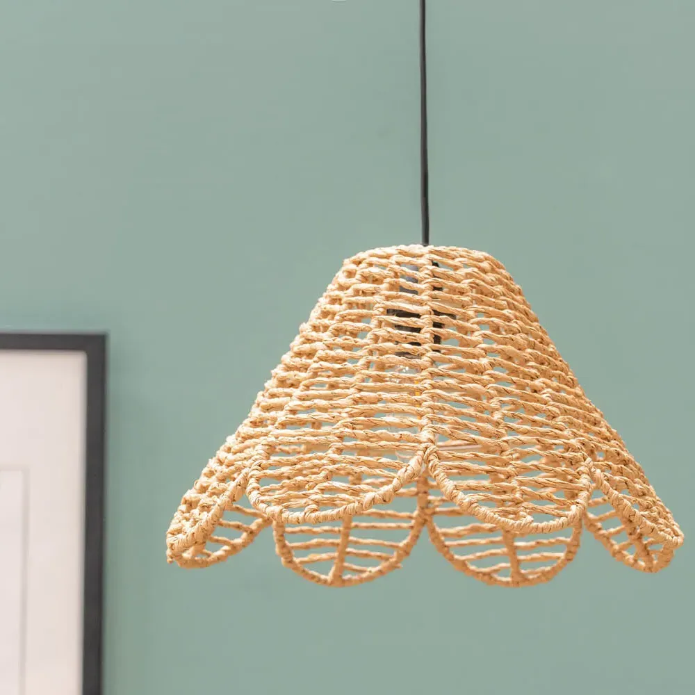 Vine Rattan Flower Pendant Lamp Shade - Cream