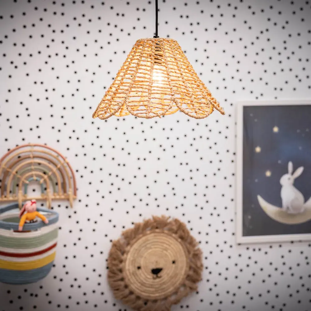 Vine Rattan Flower Pendant Lamp Shade - Cream