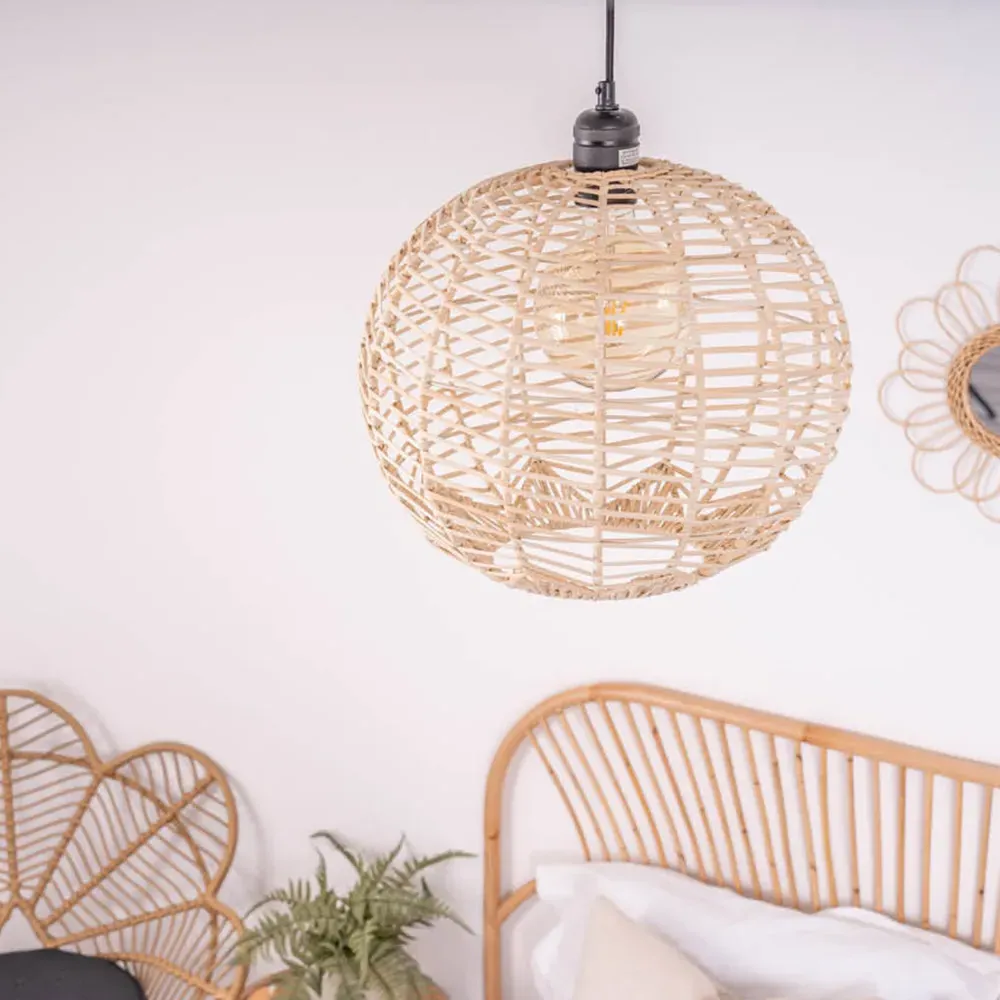 Vine Rattan Sphere Pendant Lamp Shade - Cream
