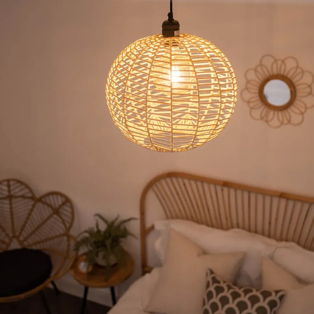 Vine Rattan Sphere Pendant Lamp Shade - Cream