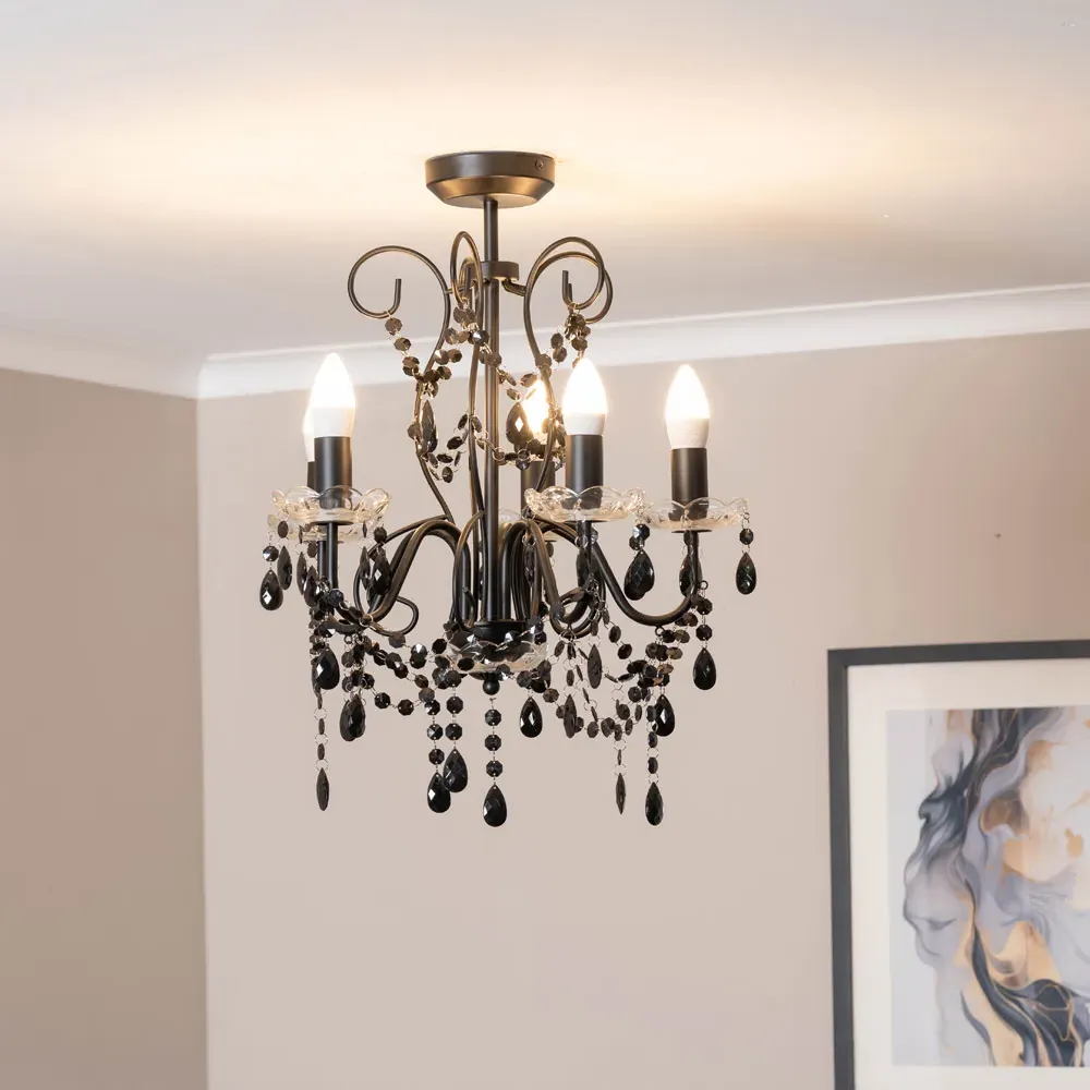 Viscount 5 Way LED Pendant Chandelier - Black