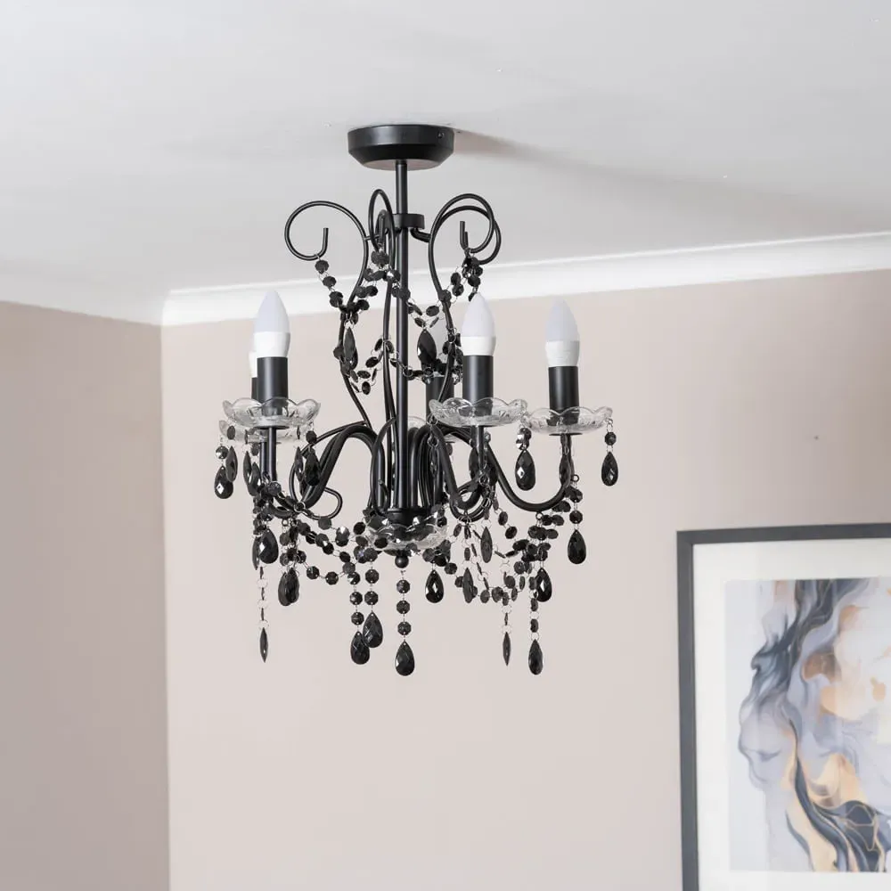 Viscount 5 Way LED Pendant Chandelier - Black