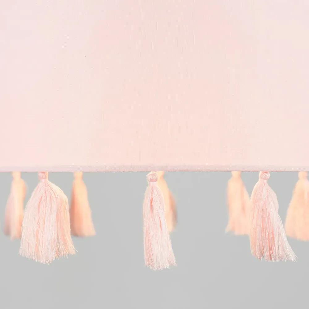 Vivian Cylindrical Pendant Lamp Shade with Tassels - Pink