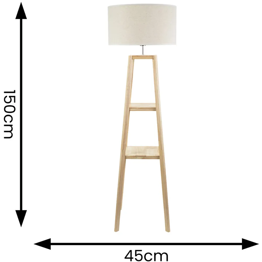 Wakefield 2 Shelf Floor Lamp with Drum Shade - Cream