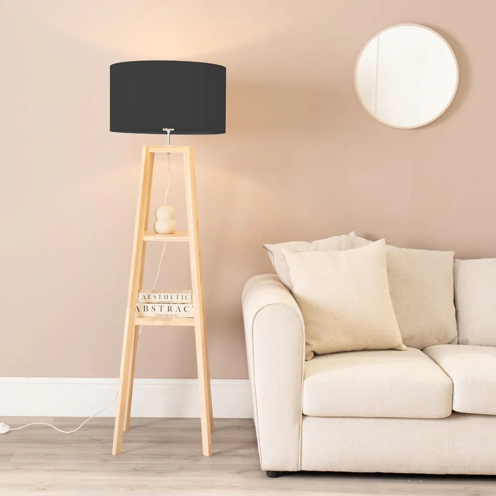 Wakefield 2 Shelf Quad Base Floor Lamp - Cream