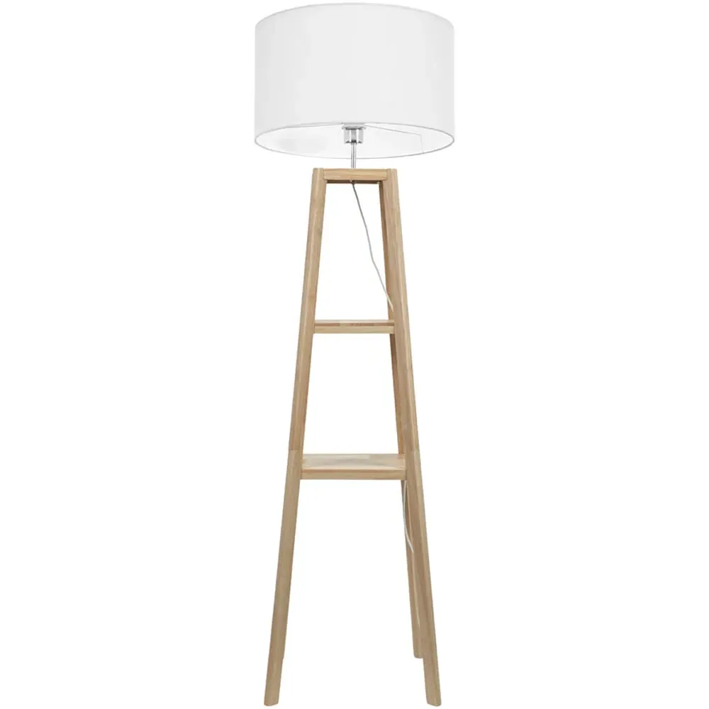 Wakefield Quad Base LED Floor Lamp with 2 Shelves - White