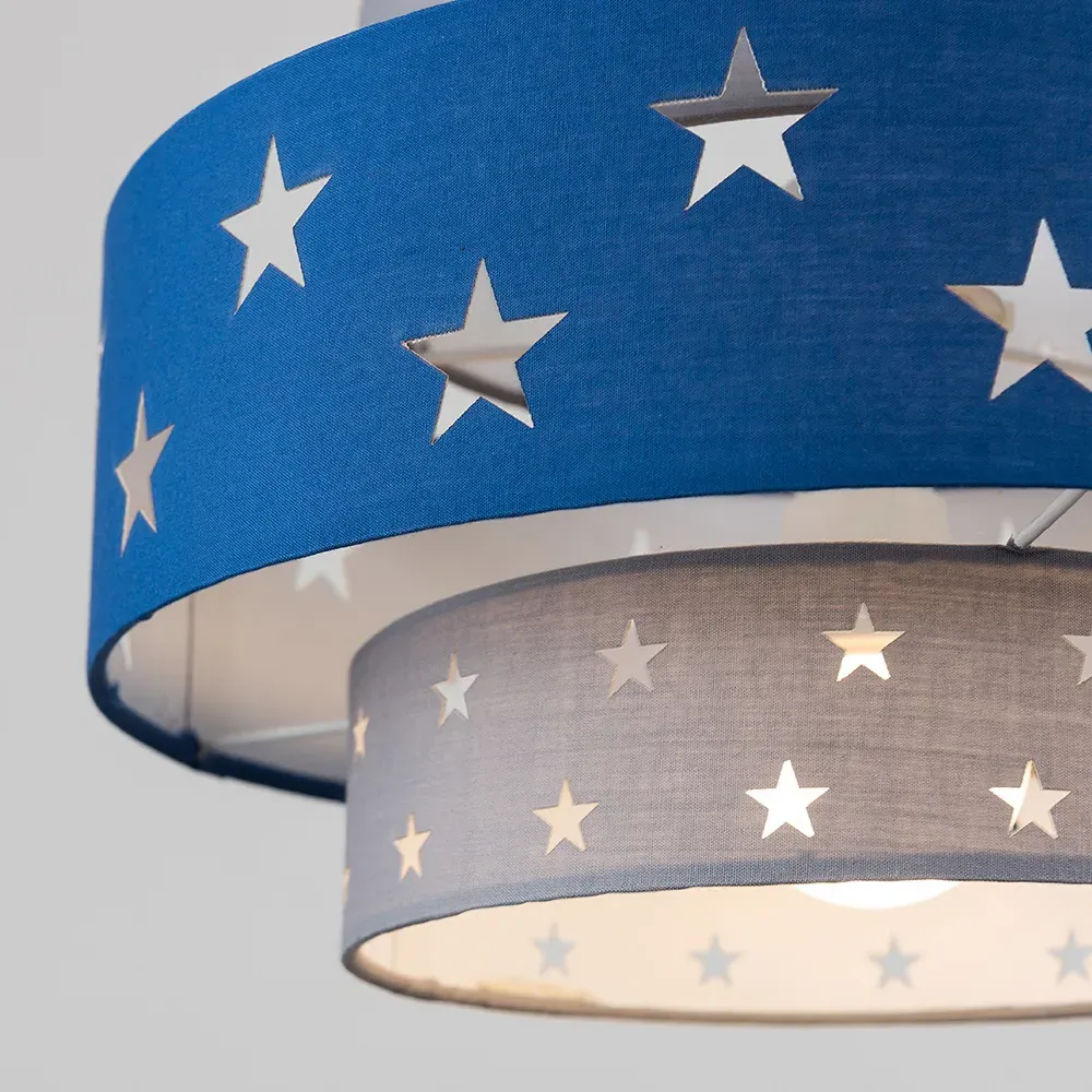 Weaver Star Tiered Ceiling Lamp Shade - Blue, Fabric