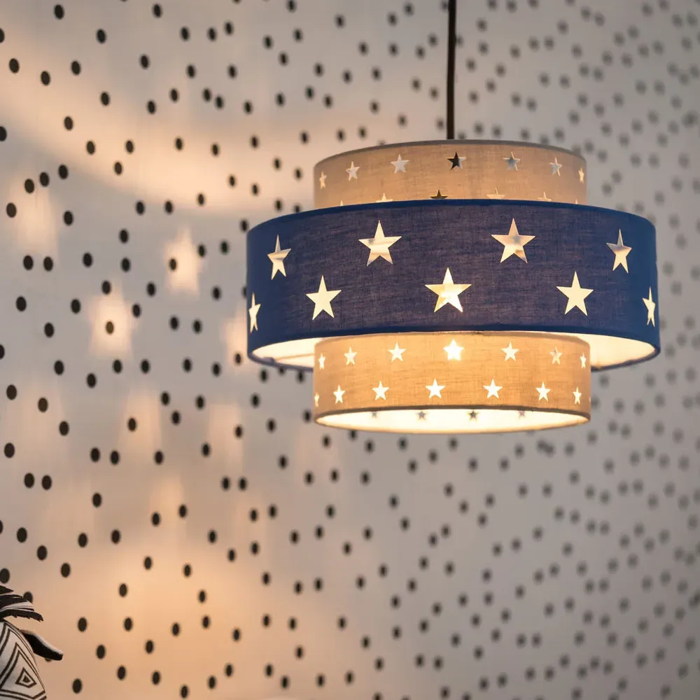 Weaver Star Tiered Ceiling Lamp Shade - Blue, Fabric