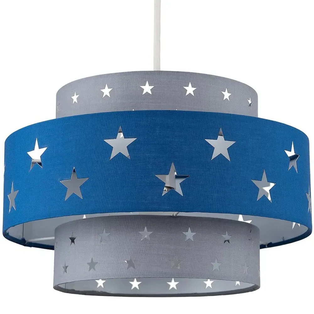 Weaver Star Tiered Ceiling Lamp Shade - Blue, Fabric image