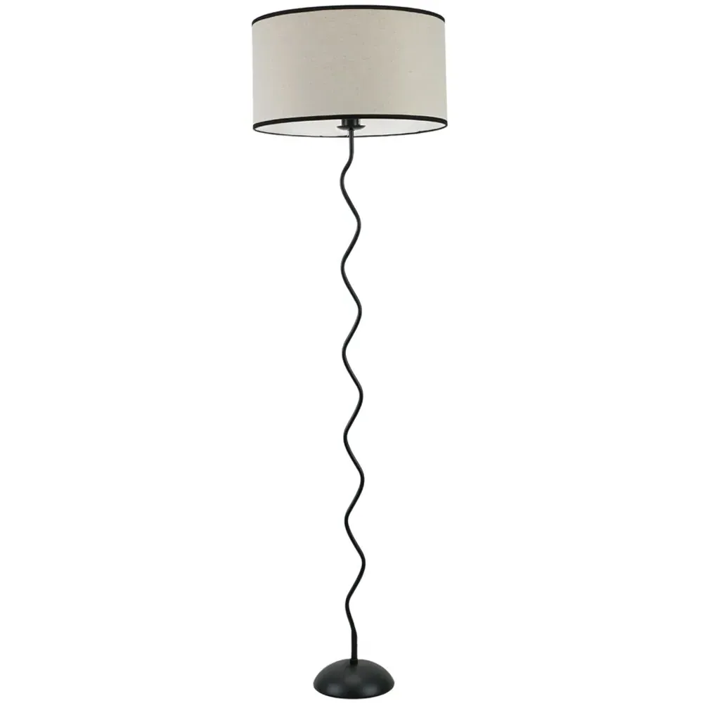 Wiggle Drum LED Floor Lamp with Black Edge - Black, Metal