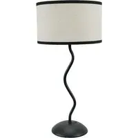 Wiggle Drum Shade LED Table Lamp - Black, Linen