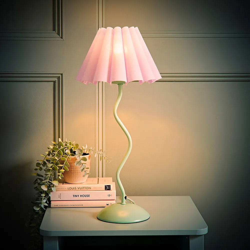 Wiggle Pleated Scallop Shade Table Lamp - Green, Lilac