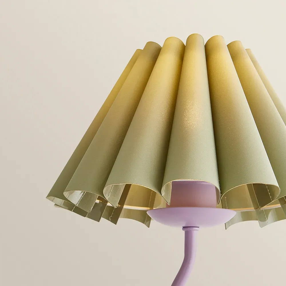 Wiggle Pleated Scallop Shade Table Lamp with LED Bulb - Purple