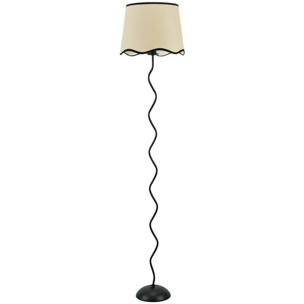 Wiggle Scallop LED Floor Lamp with Black Edge - Black, Metal image
