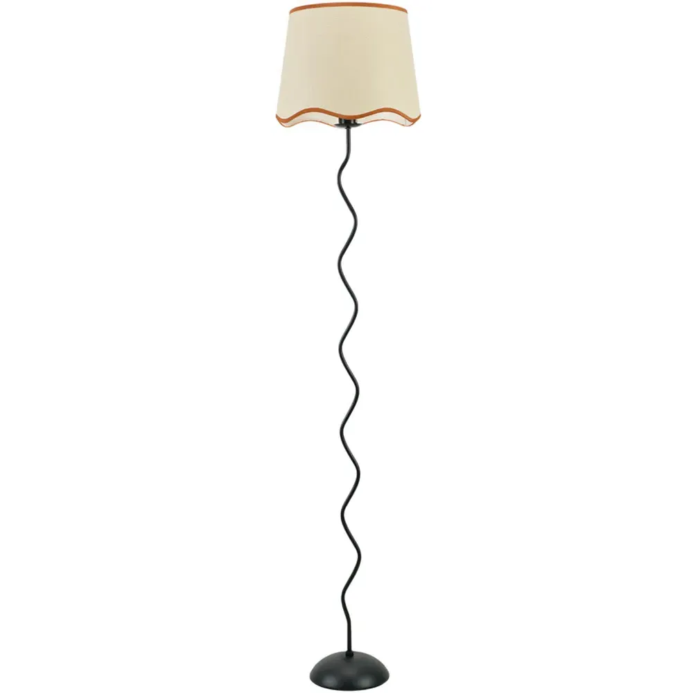 Wiggle Scallop LED Floor Lamp with Rust Edge - Black, Metal