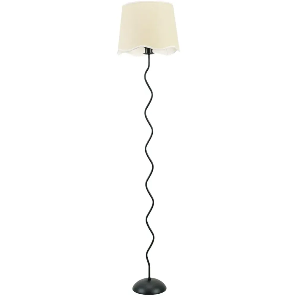 Wiggle Scallop LED Floor Lamp with White Edge - Black, Metal