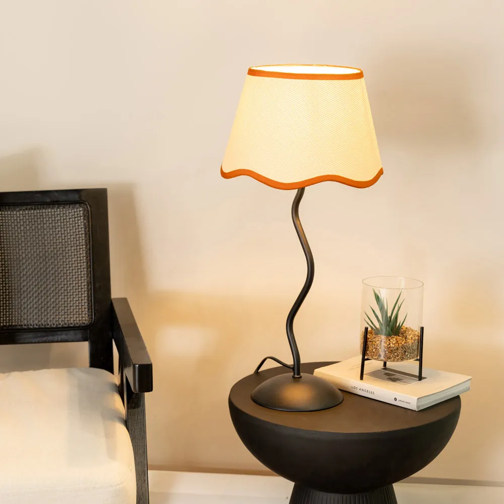 Wiggle Scallop Shade LED Table Lamp - Black, Linen