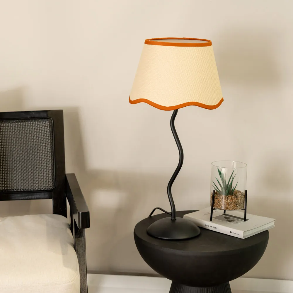 Wiggle Scallop Shade LED Table Lamp - Black, Linen