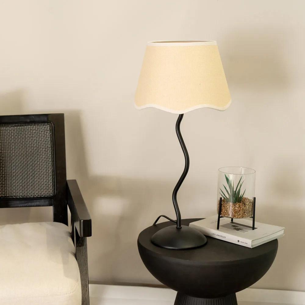 Wiggle Scallop Shade LED Table Lamp - Black, Linen