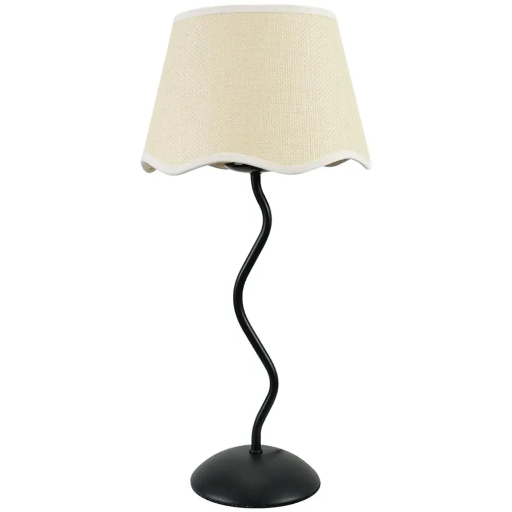 Wiggle Scallop Shade LED Table Lamp - Black, Linen